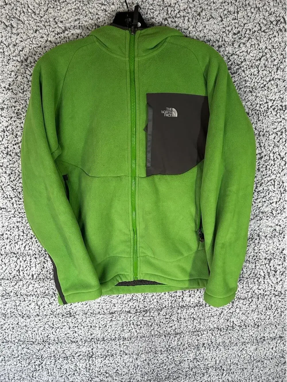The North Face Boys Fleece Hoodie Jacket Green Full Zip Size XL 18/20